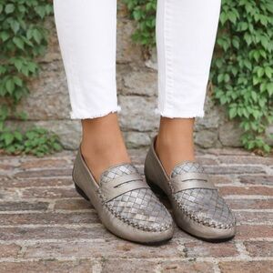 ROBERT ZUR Silver and Gold Glove Leather Driving Mocs, 9.5